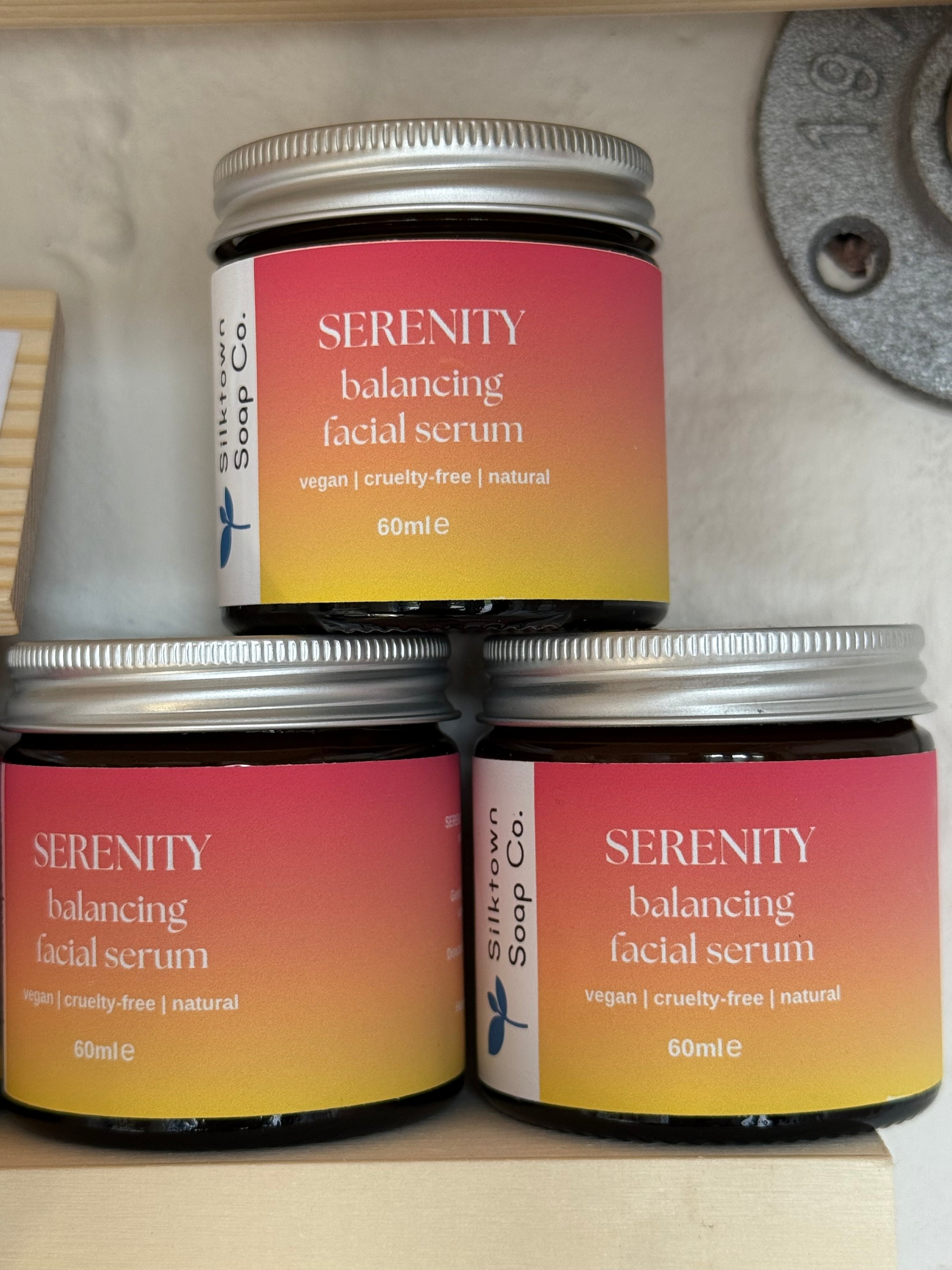 Serenity - Handmade Botanical Natural Facial Serum jars