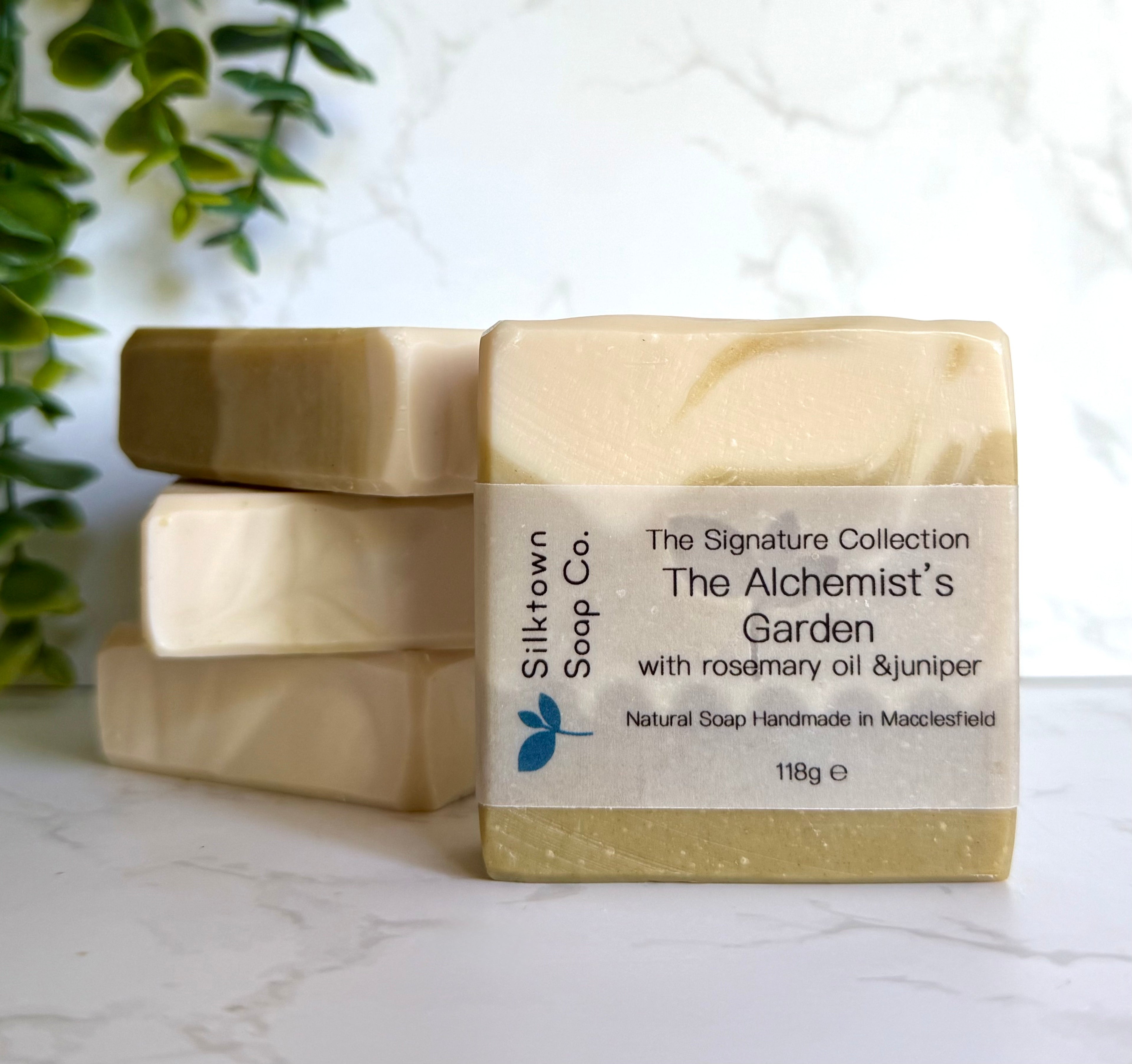 Silktown Soap Co. soap bar with a label on a marble surface