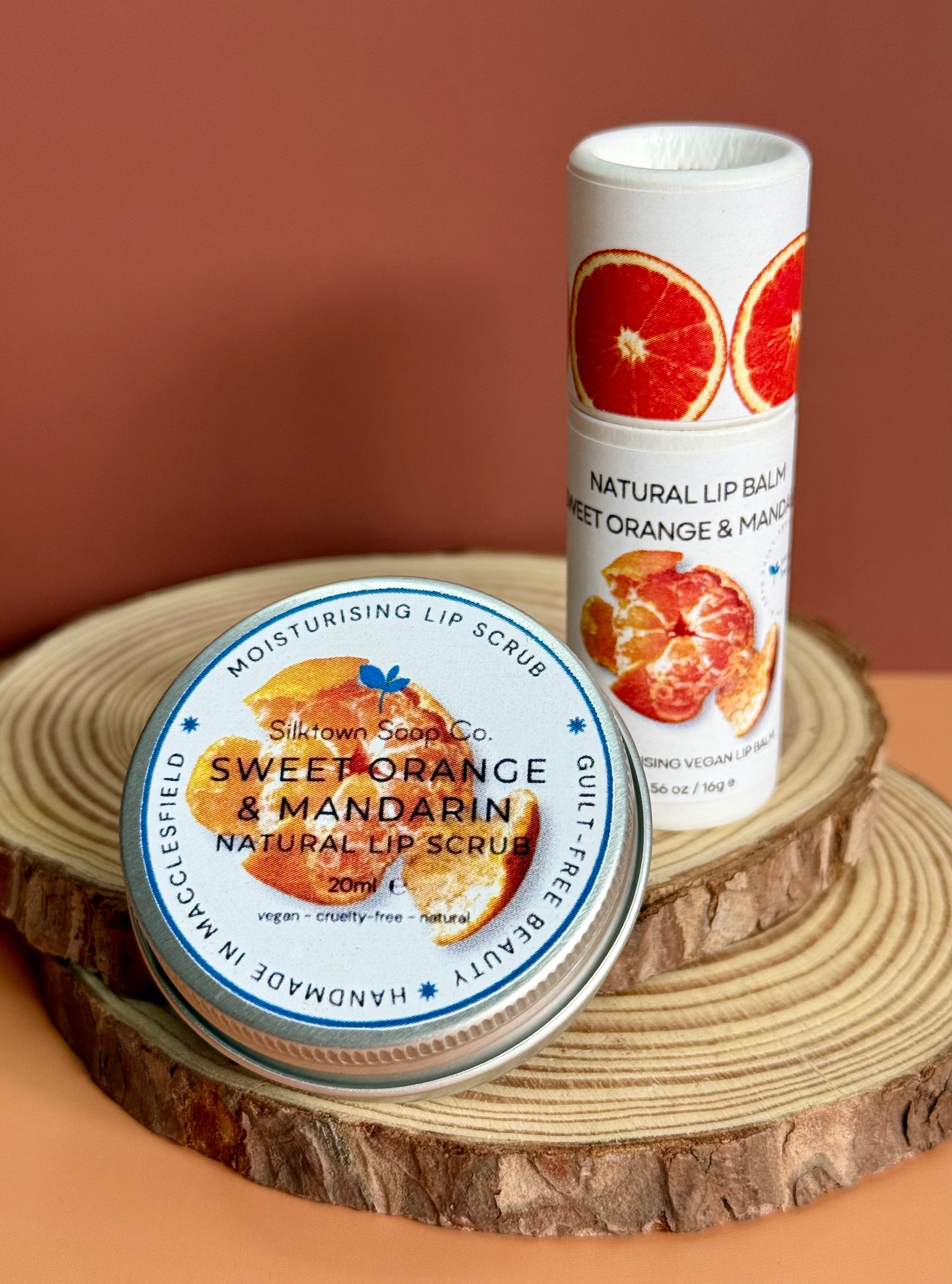Mandarin and orange natural lip care duo