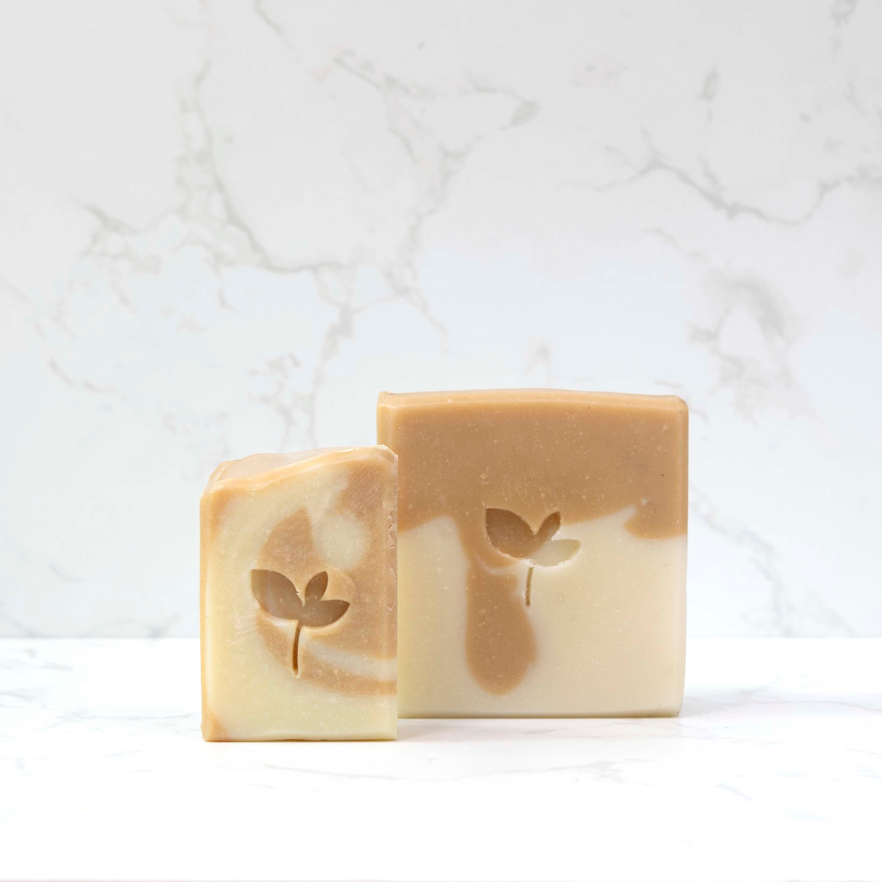 Large and small buttermint natural soap bars