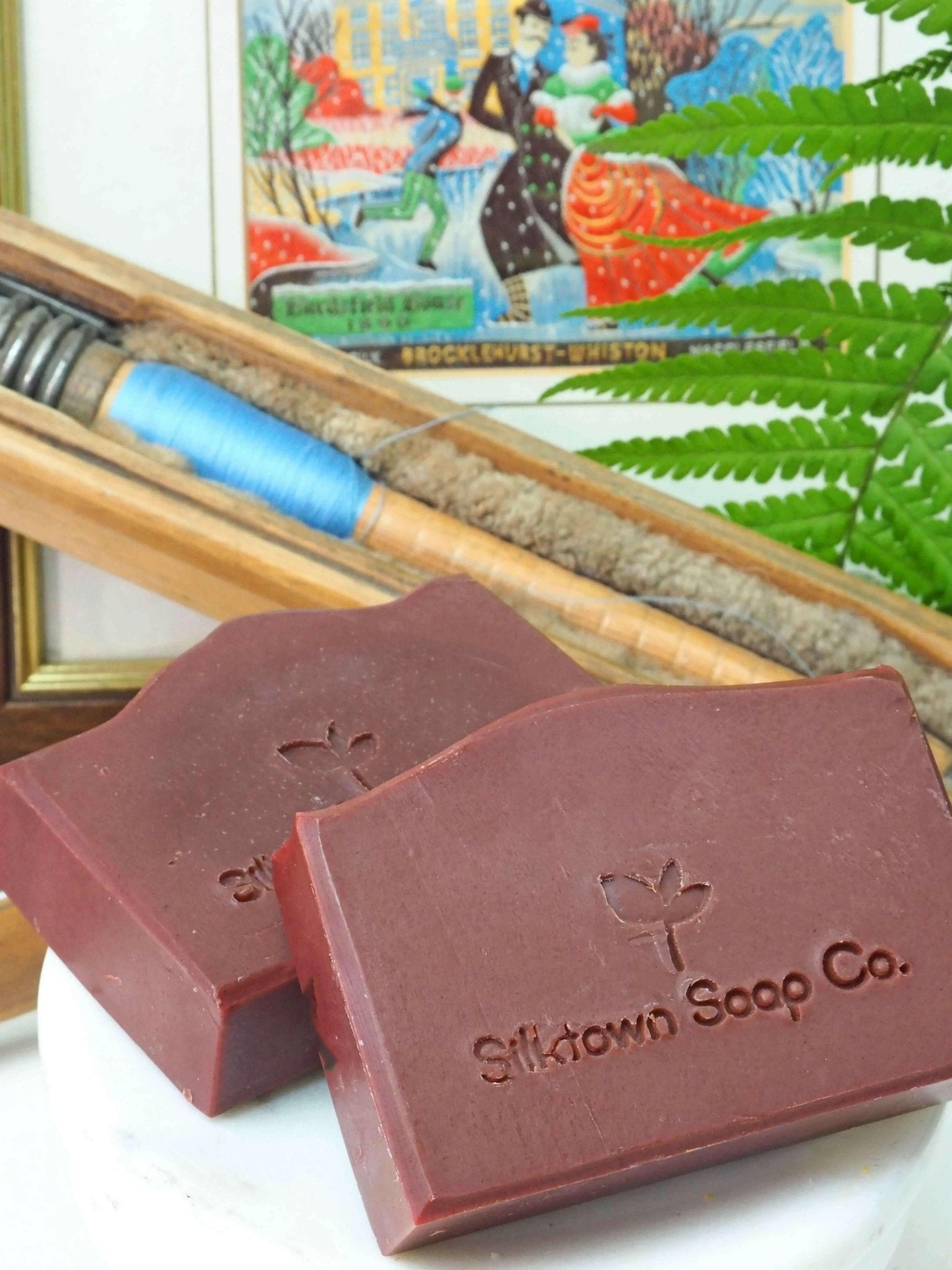 Himalayan Nettle Silk natural Soap bars with silk bobbins silk picture and foliage