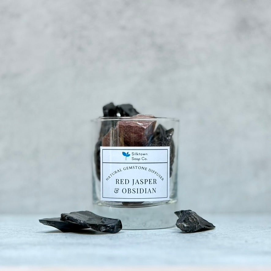 Natural Gemstone Diffuser - Red Jasper & Obsidian - Silktown Soap Company