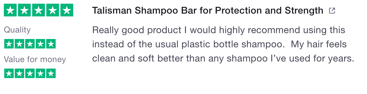 Natural Shampoo Bar - Talisman customer review from Trustpilot