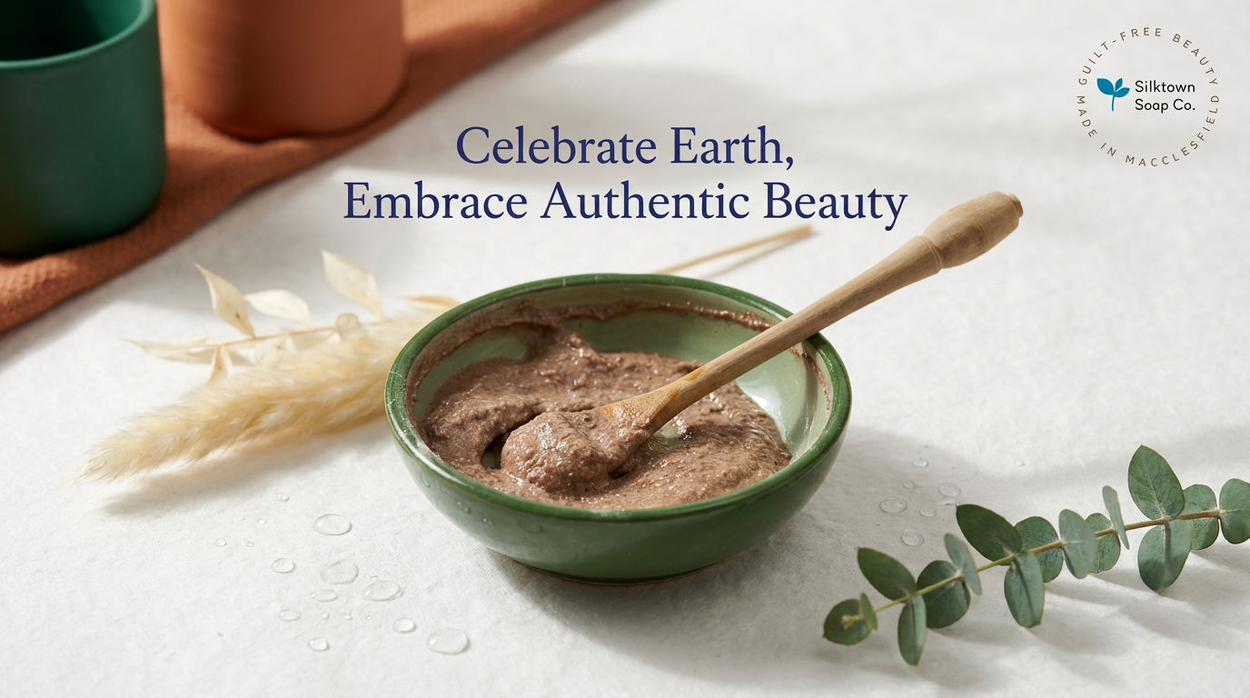 celebrating earth day with natural ingredients, clay mask in bowl 