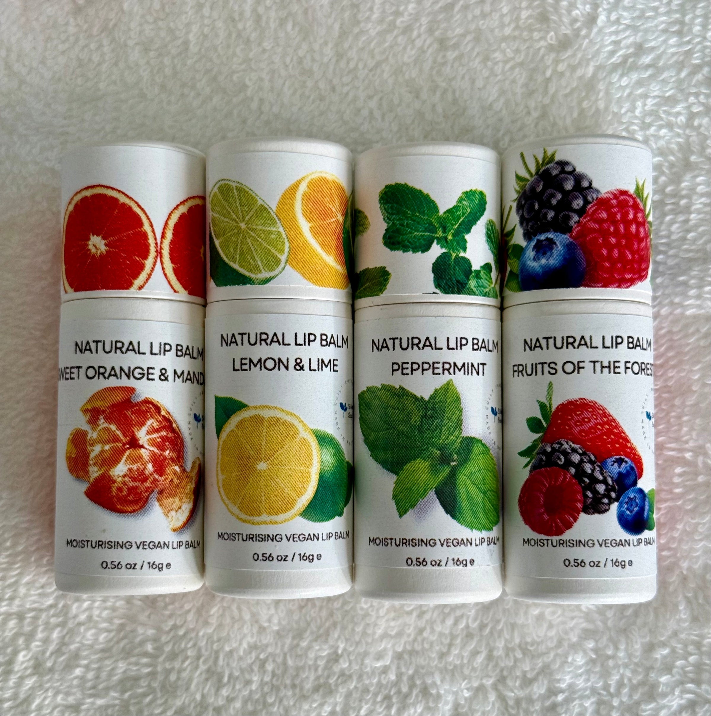 Autumn selection of organic vegan lip balms