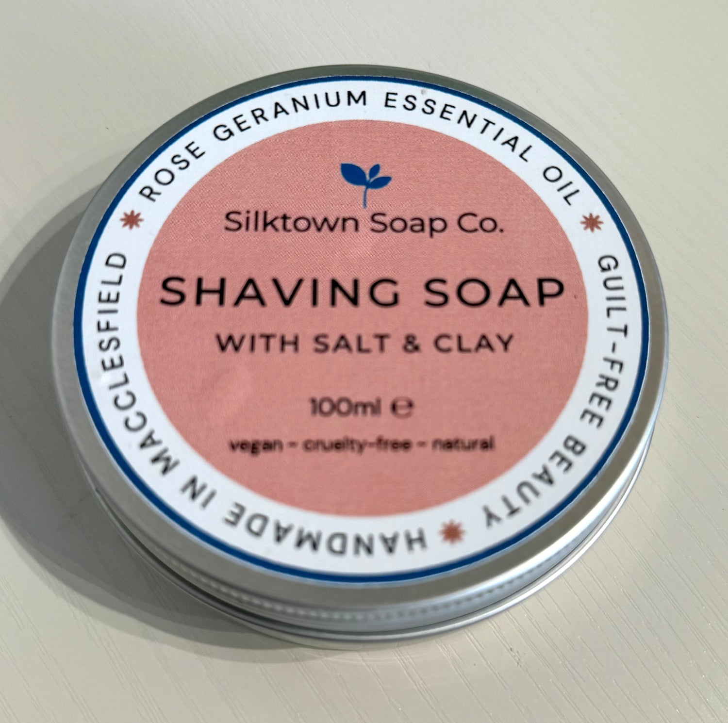 Rose Geranium Essential Oil Shaving Soap with Salt and Clay