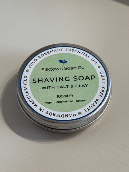 Wild Rosemary Essential Oil Shaving Soap with Salt and Clay