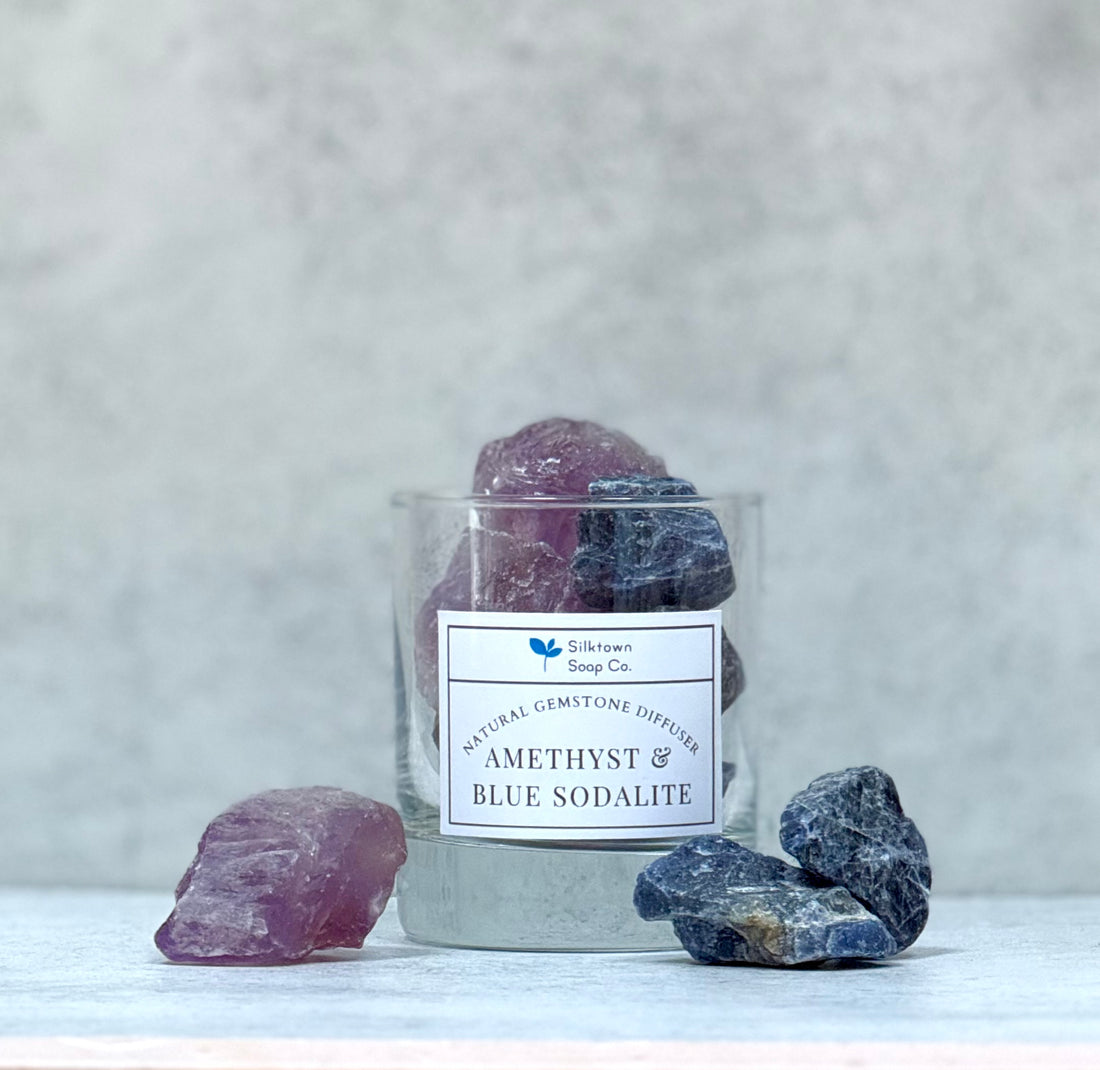 Natural Gemstone Diffuser - Amethyst &amp; Blue Sodalite.