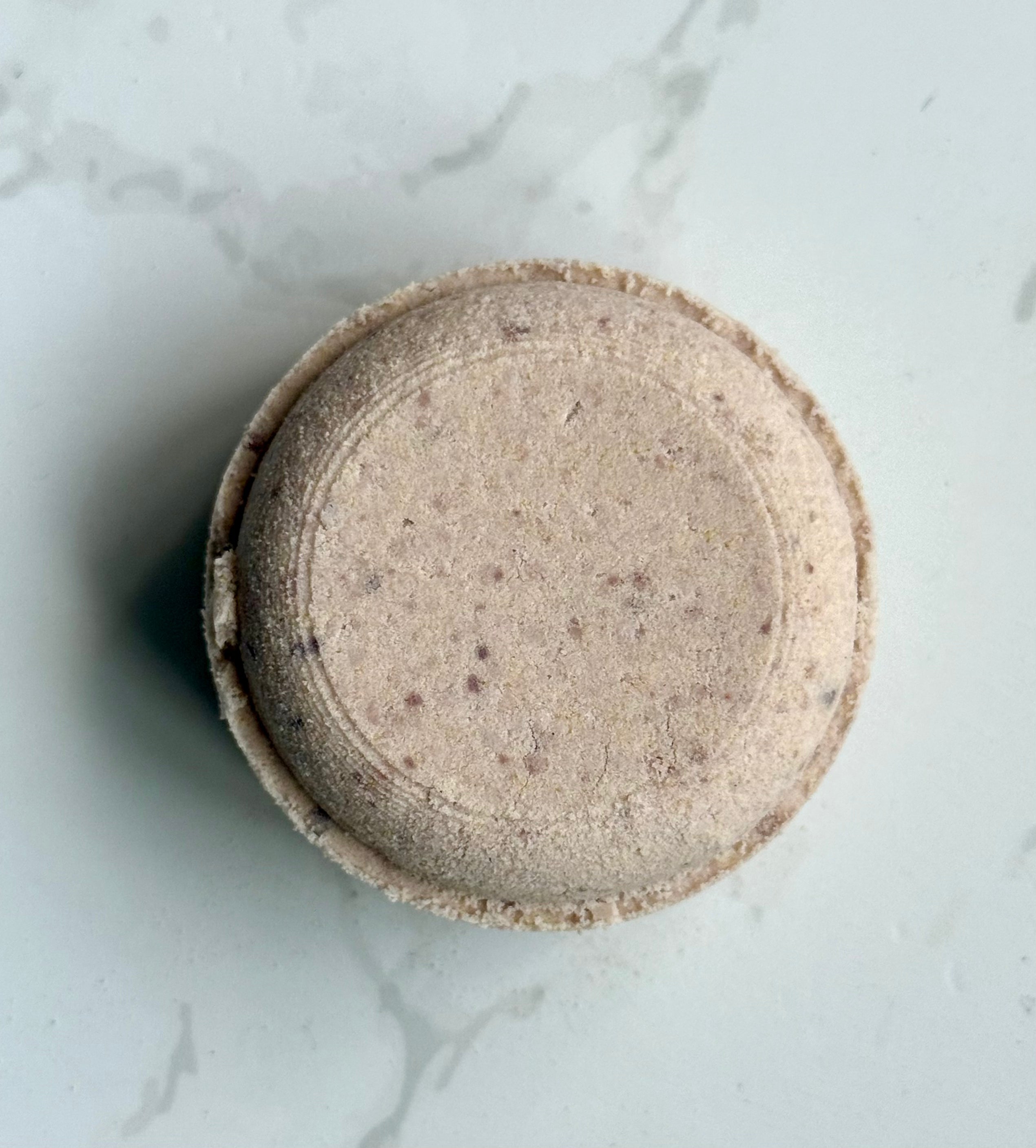 French Lavender and Rose Geranium Aromatherapy Shower Steamer on marble