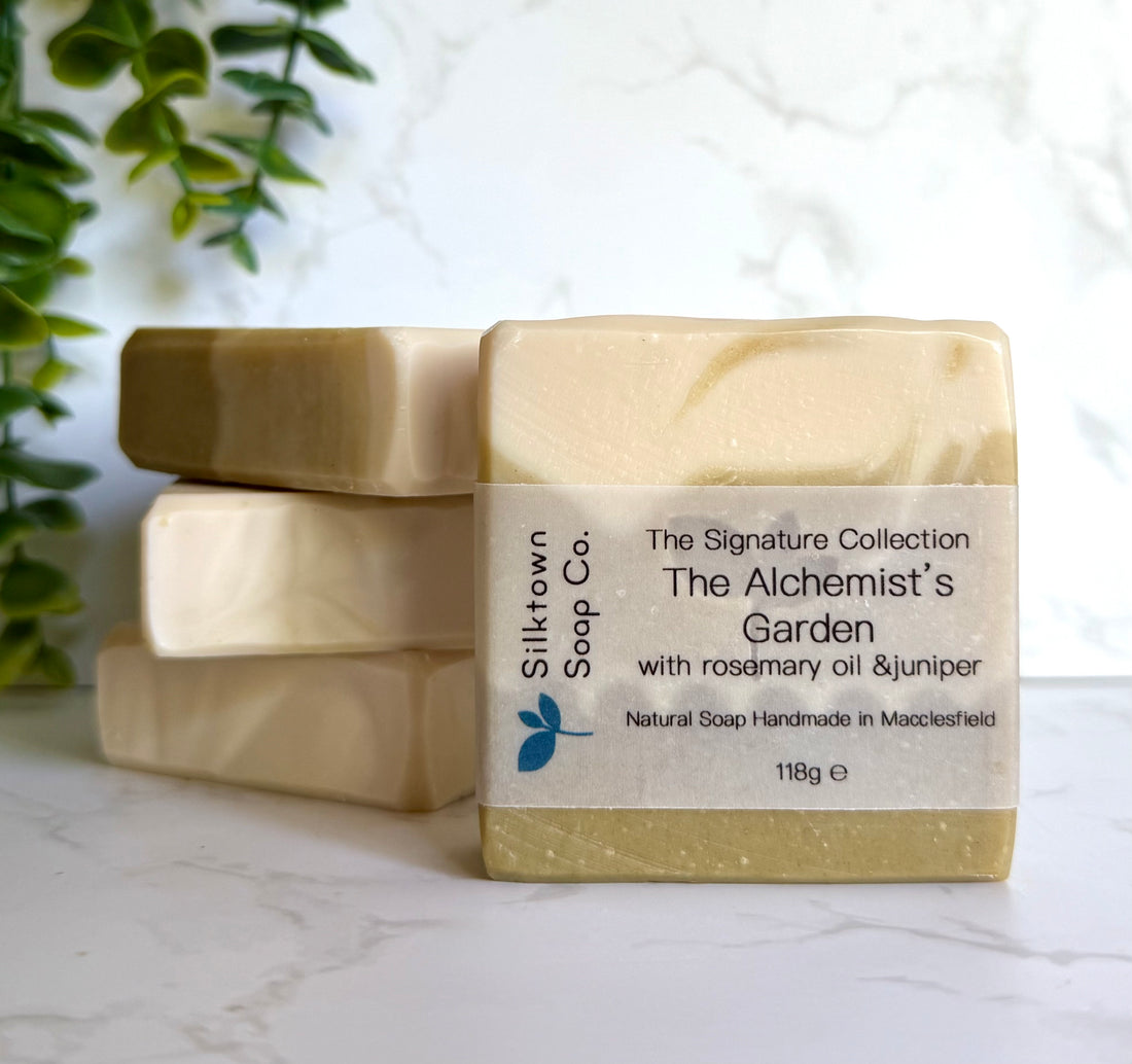 Silktown Soap Co. soap bar with a label on a marble surface