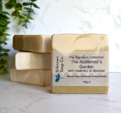 Silktown Soap Co. soap bar with a label on a marble surface