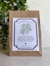 Gardeners gift set packaging with a label on a white background