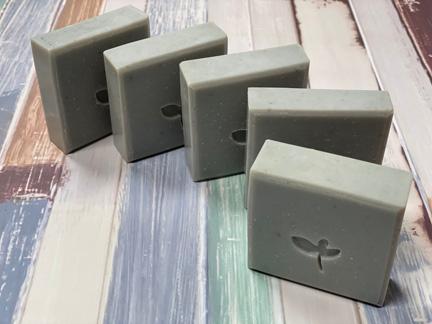 Ocean Breeze natural soap bars in a line 