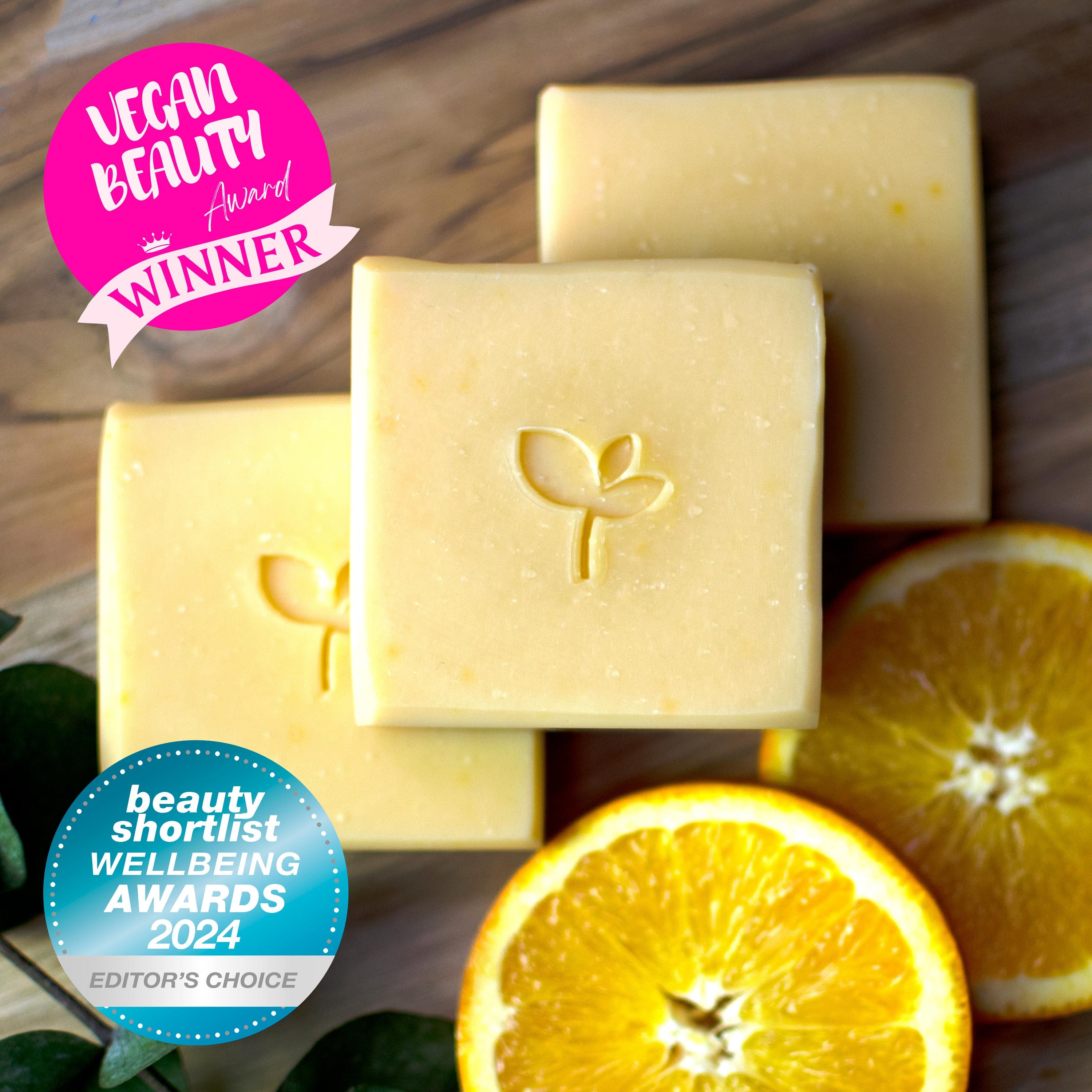 Sunbeam award winning Natural soap bars with citrus and awards