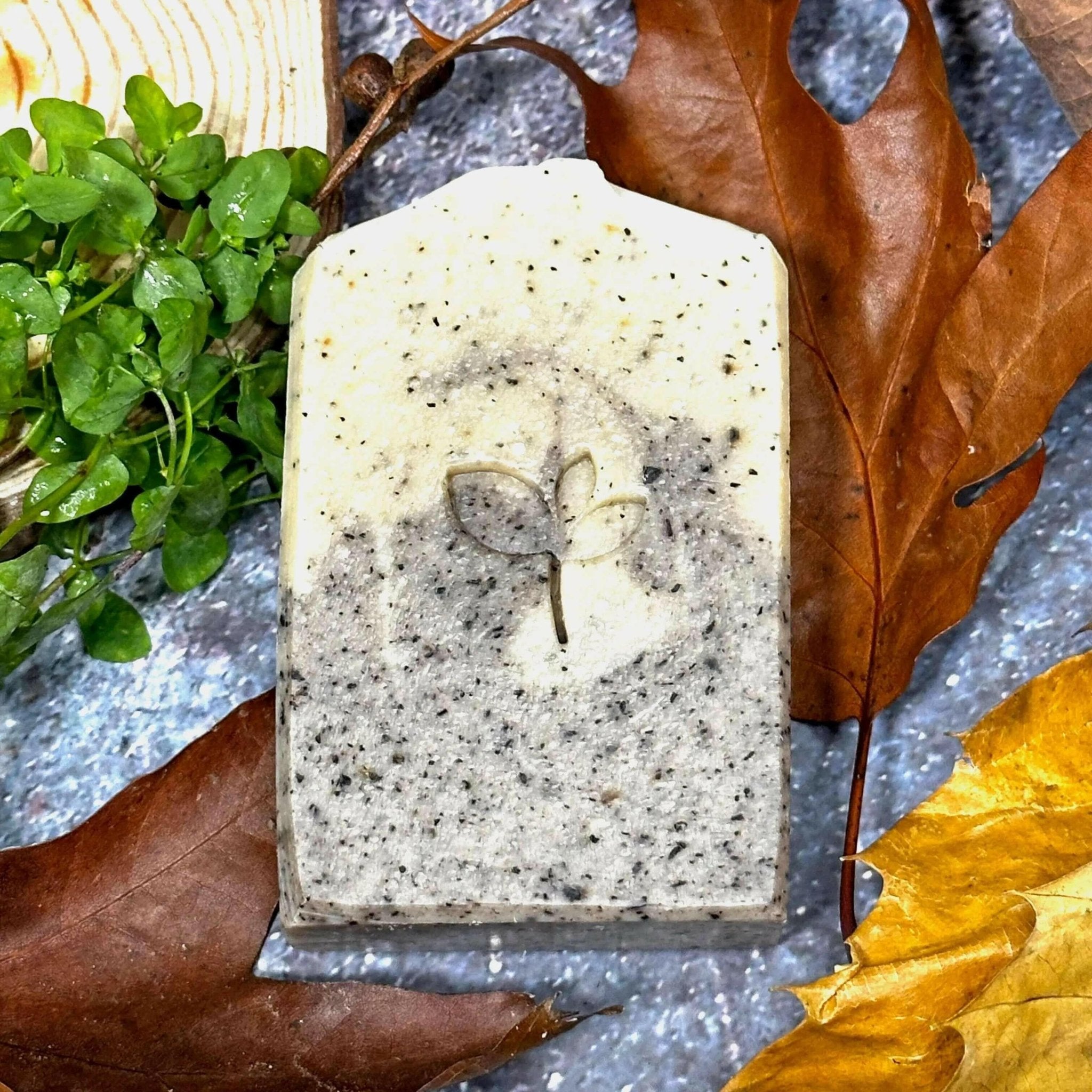 Gardeners Floral natural Soap bar with leaves, plant , wood and stone