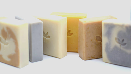 Natural Handmade Vegan Soap Bars lined up