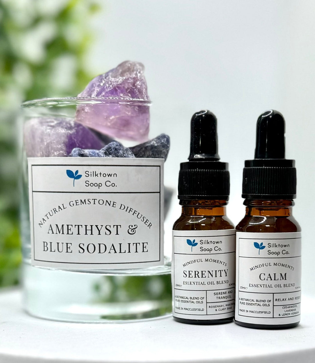 Natural Gemstone Diffuser - Amethyst &amp; Blue Sodalite - Silktown Soap Company