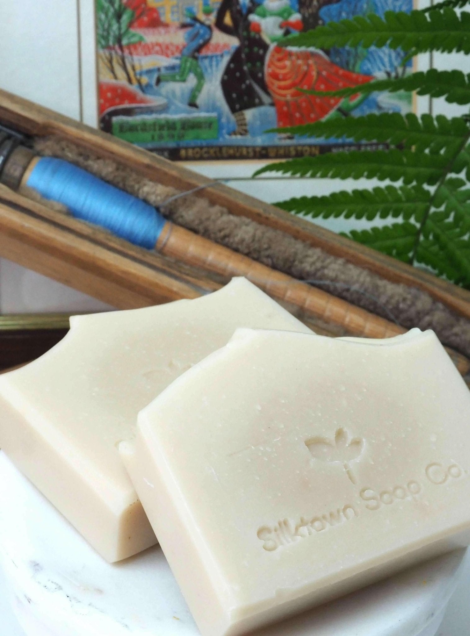 Rose Silk natural Soap bars with slik bobbins and silk picture